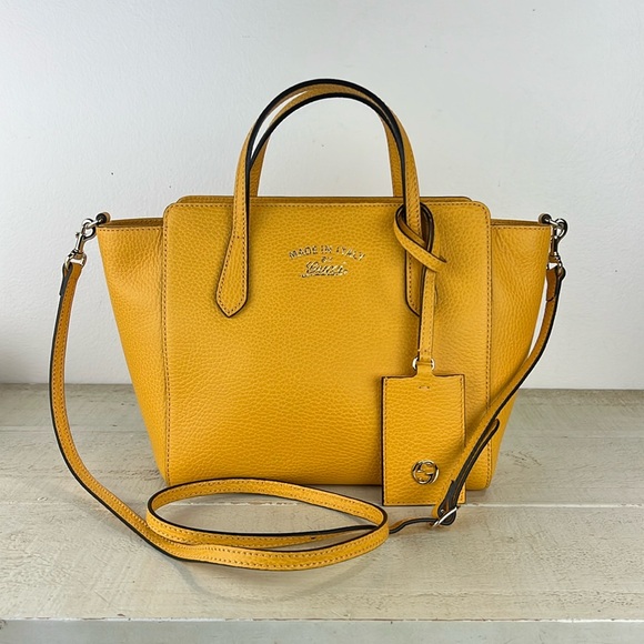 Gucci Handbags - Gucci Yellow Leather Mini Swing Tote Bag ✅COA Included